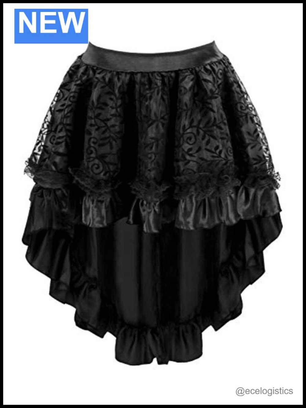 Steampunk Gothic Vintage Satin High Low Skirt with Zipper